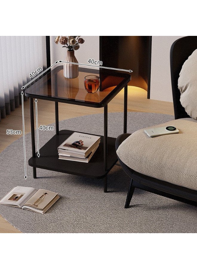 Kawkab Industrial Modern Glass Top Metal Side Table, Slim Narrow End Table with Sturdy Frame Small Space Corner Table for Living Room, Bedroom, Office, Easy Assembly - Image 4